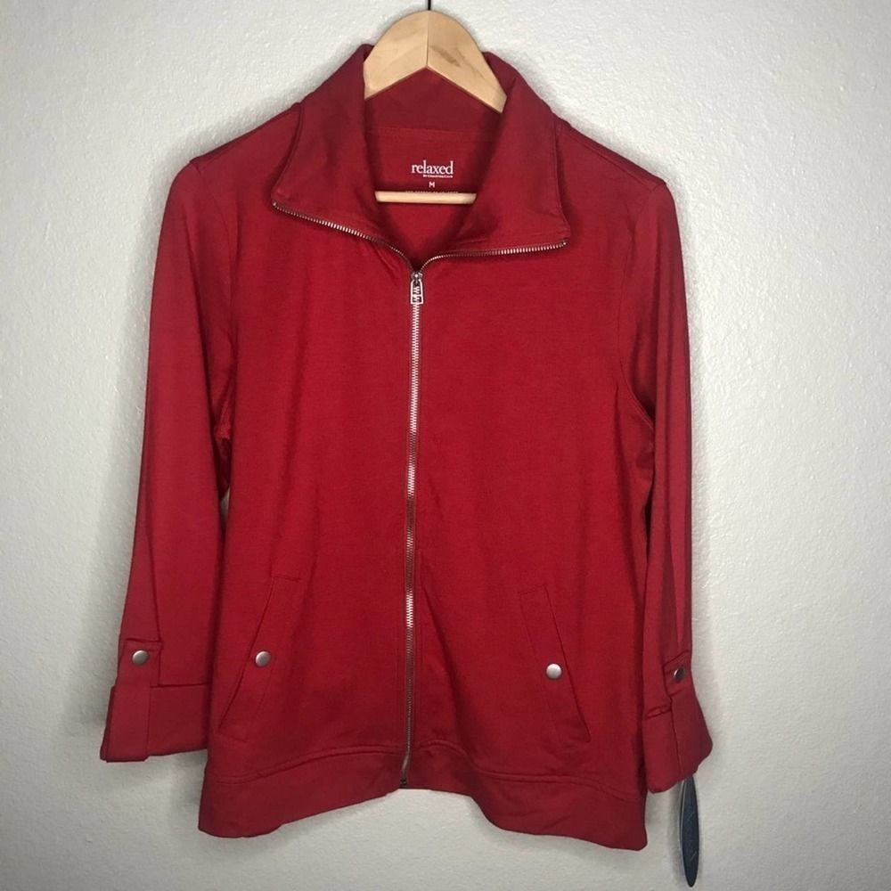 Charter Club Relaxed Red Full Zip Jacket M New